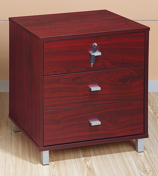 Three Drawer Nightstand with Faux Metal Legs in Mahogany (CB313-MHG)