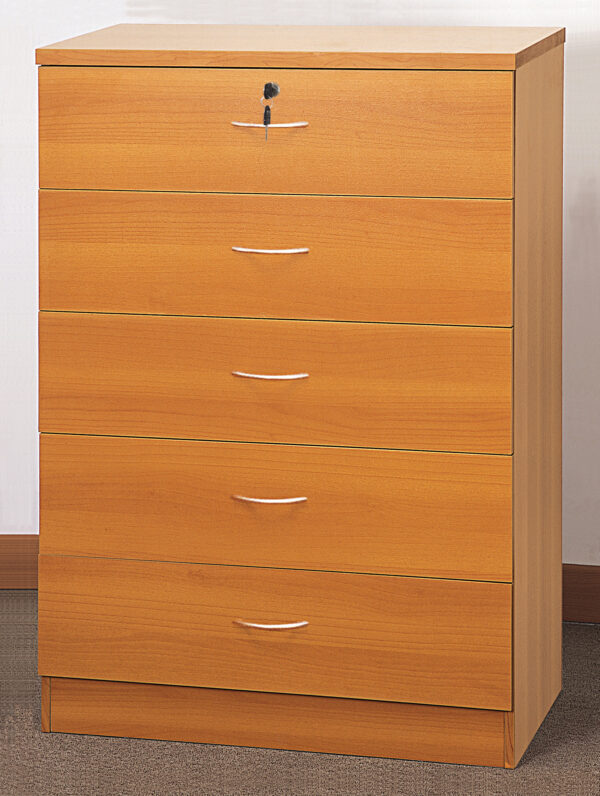 5 Drawer Chest One Lockable Drawer Light Cherry (CS-116 LCH3)