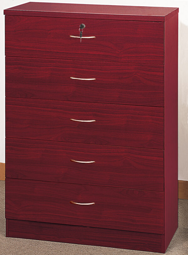 5 Drawer Chest One Lockable Drawer Mahogany (CS-116 MHG U)