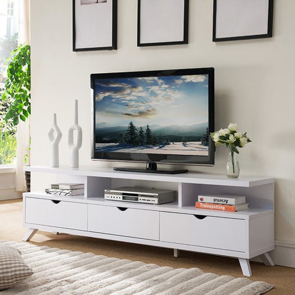 70” Three Shelves-Three Drawers White TV Stand (151280WH)