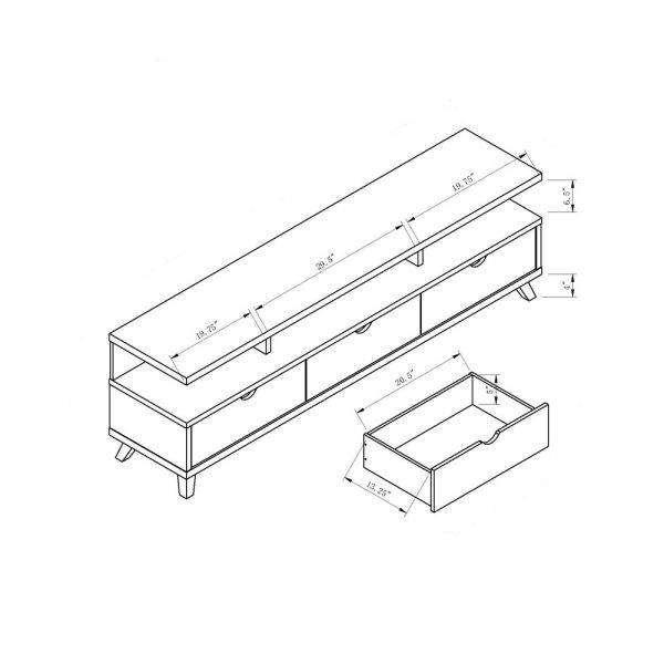 70” Three Shelves-Three Drawers White TV Stand (151280WH) - Image 4