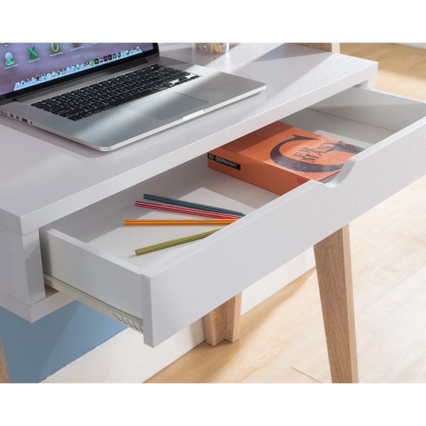 Two-Toned Desk in White and Weathered White with Shelves and Drawer (151288) - Image 2