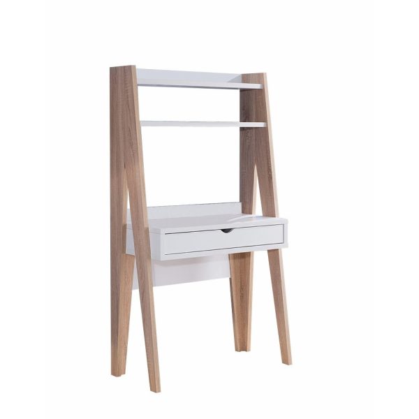 Two-Toned Desk in White and Weathered White with Shelves and Drawer (151288) - Image 3