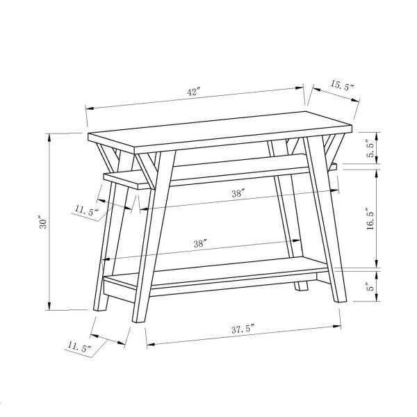 Two-Tier Shelves- White & Distressed Gey - Console Table (161835) - Image 7