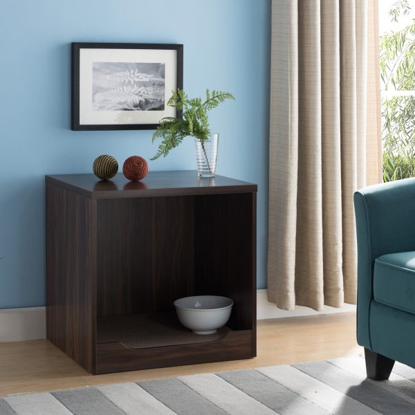 Dark Walnut Pet End Table with Removable Mat Stylish and Functional (161867)