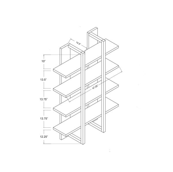 White & Weathered White Bookcase 4 Shelves, Modern Display Cabinet with Spacious Storage (202708) - Image 3