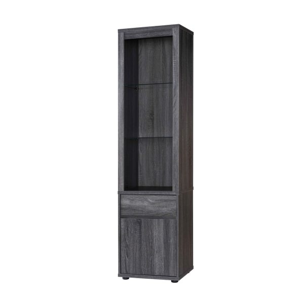 Curio Distressed Grey One Drawer Two Glass Shelves (202739) - Image 2