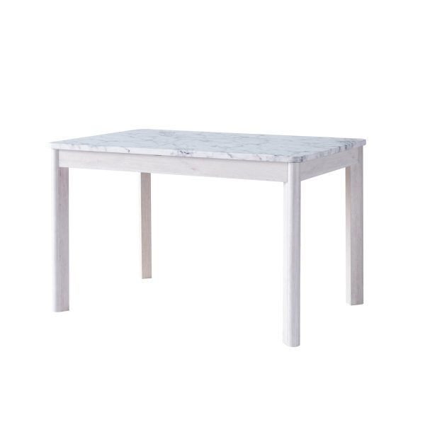 Faux White Marble & White Oak Dining Table Modern Elegant Table for 4 with Rounded Corners (202781) - Image 4