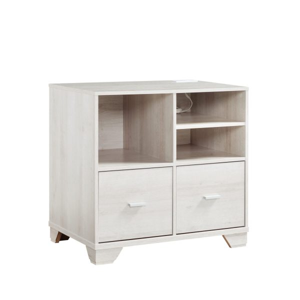 File Printer Stand in White Oak with Power and USB Outlets (202832) - Image 2