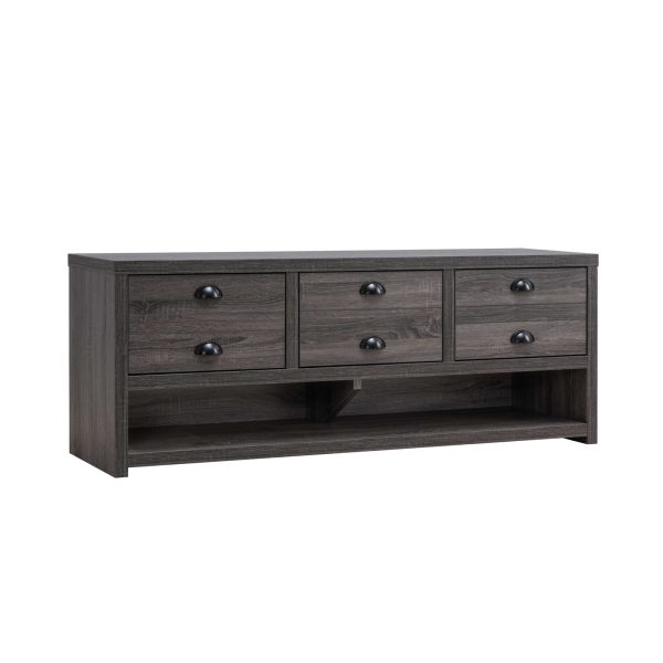 Modern Distressed Grey TV Stand with Drawers and Open Shelf (212884TV) - Image 5