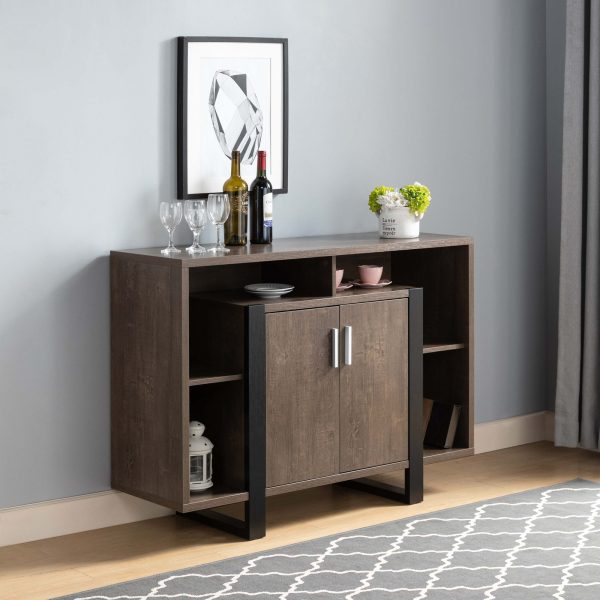 Wine Cabinet Dark Taupe & Black Two Door Cabinet (212926) - Image 2