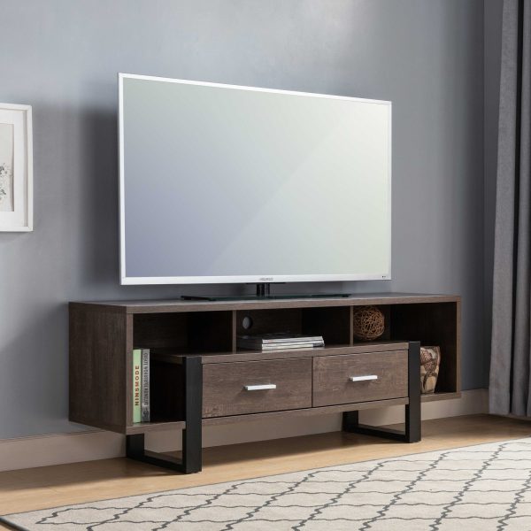 TV Stand Walnut Oak & Black Sleek Design with Drawers and Shelves for Modern Living Rooms (212927) - Image 2