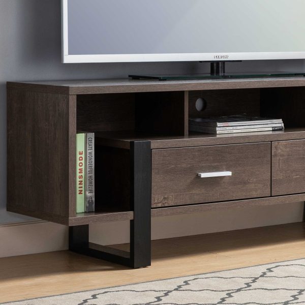 TV Stand Walnut Oak & Black Sleek Design with Drawers and Shelves for Modern Living Rooms (212927) - Image 5