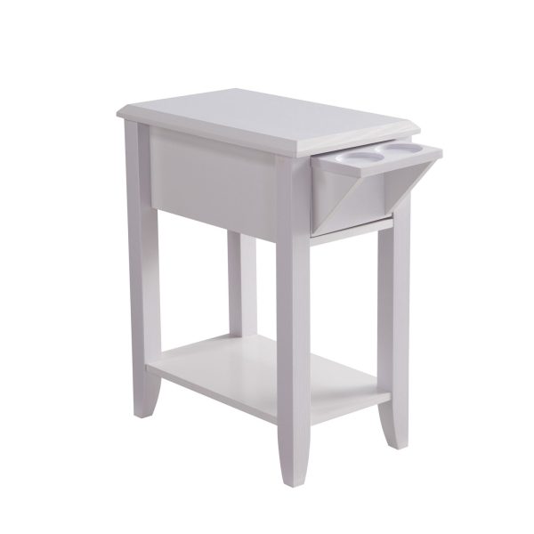 Sofa Table-White-One Drawer-Two Cup Holders-One Bottom Shelf (223048) - Image 3