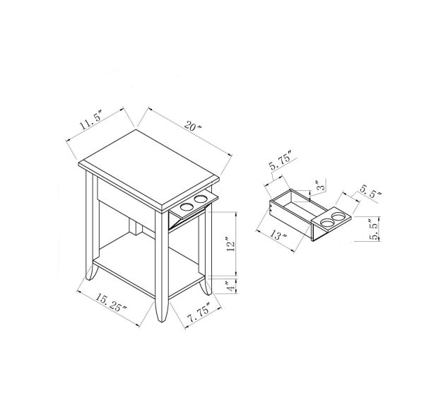 Sofa Table-White-One Drawer-Two Cup Holders-One Bottom Shelf (223048) - Image 4