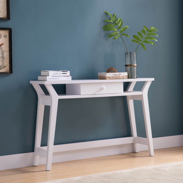 White Console Table with Drawer & Shelves Hallway/Entryway Table (223055)