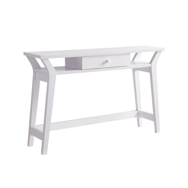 White Console Table with Drawer & Shelves Hallway/Entryway Table (223055) - Image 6