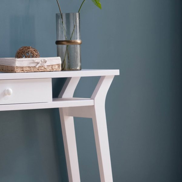 White Console Table with Drawer & Shelves Hallway/Entryway Table (223055) - Image 3