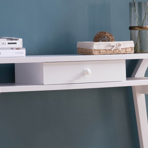 White Console Table with Drawer & Shelves Hallway/Entryway Table (223055) - Image 5