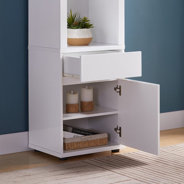 Curio Glossy White One Drawer Two Glass Shelves (223060) - Image 3