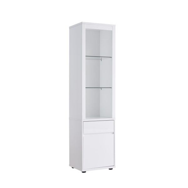 Curio Glossy White One Drawer Two Glass Shelves (223060) - Image 2