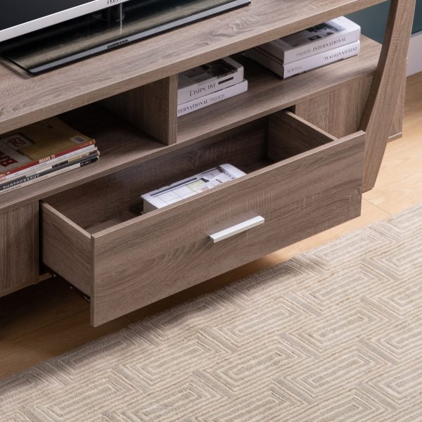 Dark Taupe TV Stand with Drawer, Shelves, and Side Shelf (223064) - Image 4