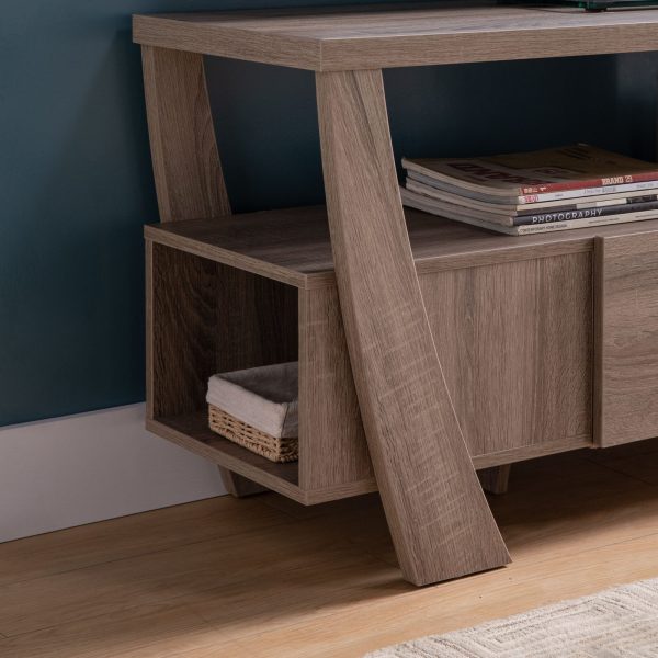 Dark Taupe TV Stand with Drawer, Shelves, and Side Shelf (223064) - Image 2