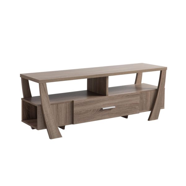 Dark Taupe TV Stand with Drawer, Shelves, and Side Shelf (223064) - Image 3