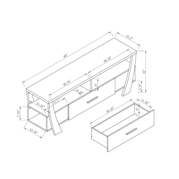 Dark Taupe TV Stand with Drawer, Shelves, and Side Shelf (223064) - Image 5