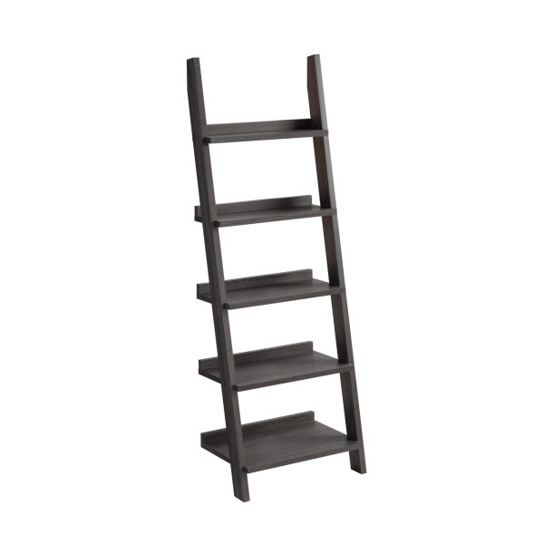 Distressed Grey 5-Shelf Ladder Bookcase Stylish Storage for Any Room (223068) - Image 3