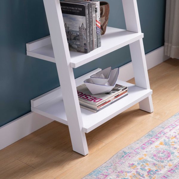 White Ladder Bookcase Modern Design with Five Shelves for Bedroom & Living Room Storage (223069) - Image 2