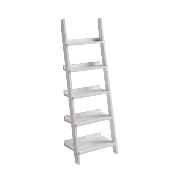 White Ladder Bookcase Modern Design with Five Shelves for Bedroom & Living Room Storage (223069) - Image 4