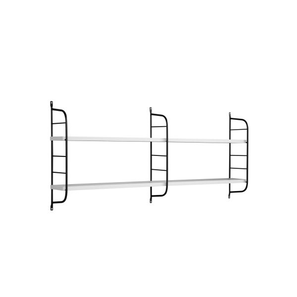 Stylish Wall Mount Shelves in White & Black Adjustable Industrial Design (223100) - Image 4