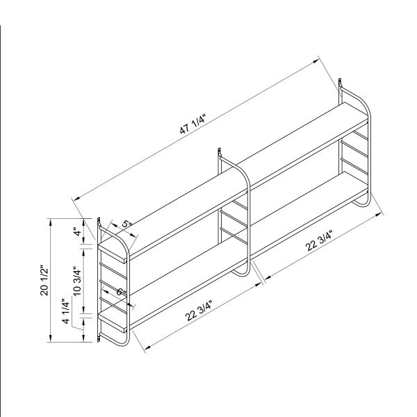 Stylish Wall Mount Shelves in White & Black Adjustable Industrial Design (223100) - Image 3