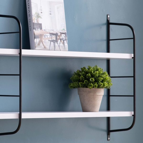 Stylish Wall Mount Shelves in White & Black Adjustable Industrial Design (223100) - Image 2