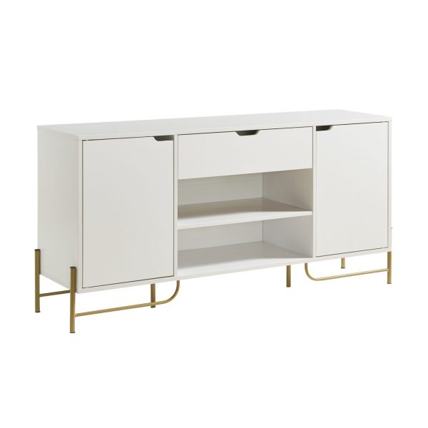 White Buffet/ TV Stand Two Cabinets One Drawer (223141) - Image 5