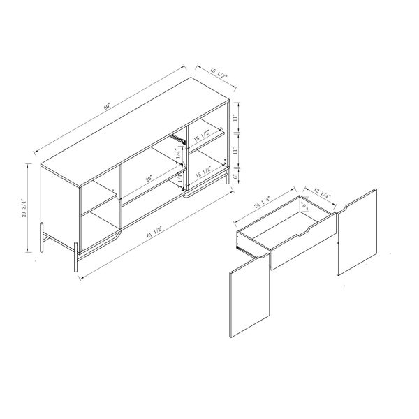 White Buffet/ TV Stand Two Cabinets One Drawer (223141) - Image 7