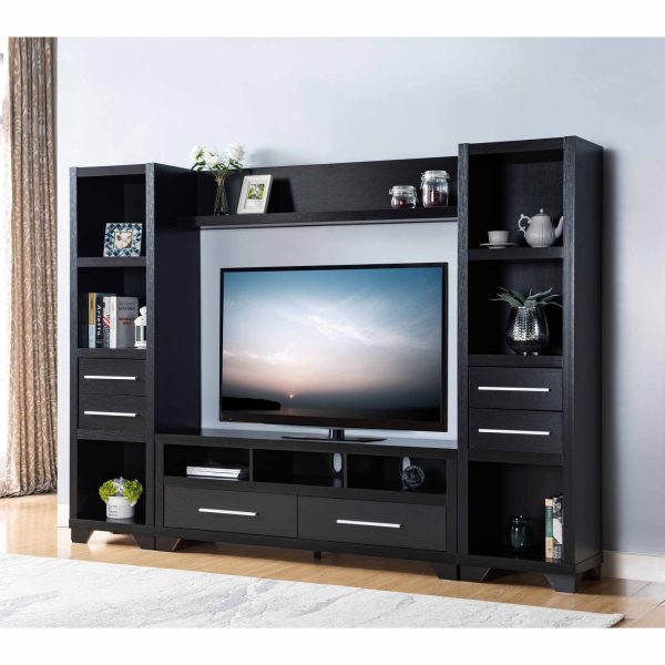 Black TV Bridge with Open Top Shelf for Home Entertainment Center Storage (27062BR) - Image 2