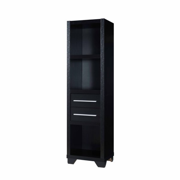 Modern Three- Tier Shelf- Two Drawer Black Bookcase (27062P) - Image 3