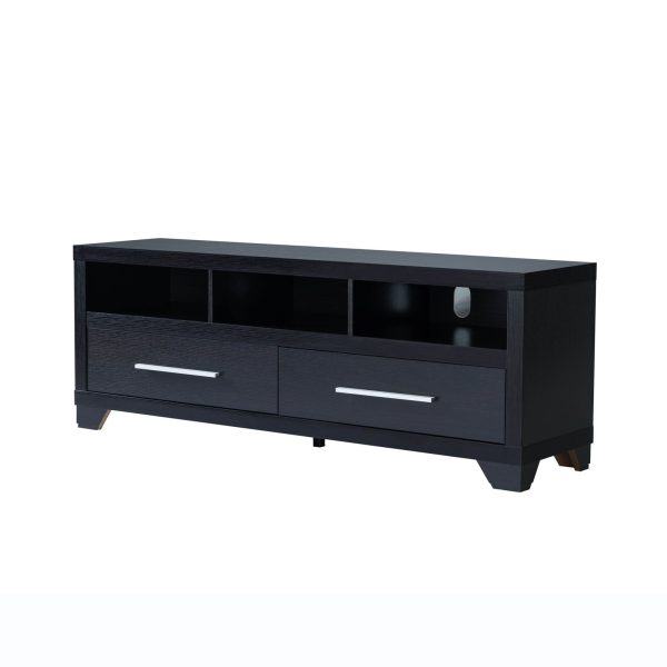 60'' Black TV Stand Two Storage Drawers Three Display Shelves (27062TV) - Image 4