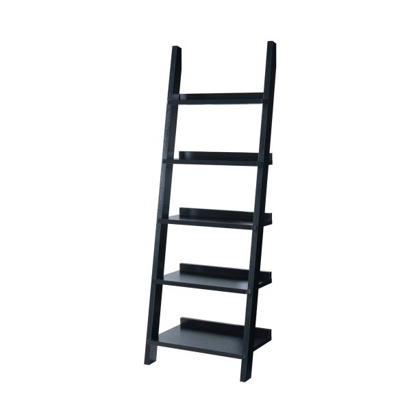 Black Ladder Bookcase 5 Shelves with Ladder Design for Stylish Storage and Display (27170) - Image 2