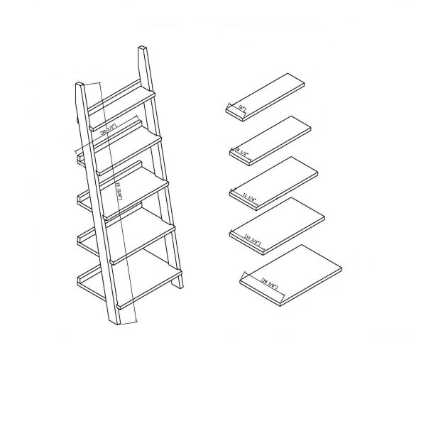 Black Ladder Bookcase 5 Shelves with Ladder Design for Stylish Storage and Display (27170) - Image 3