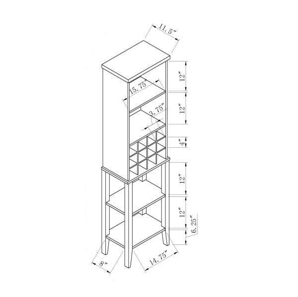 Bar Cabinet Wooden Wine Rack Glass Rack Red Cocoa (29317-U) - Image 4