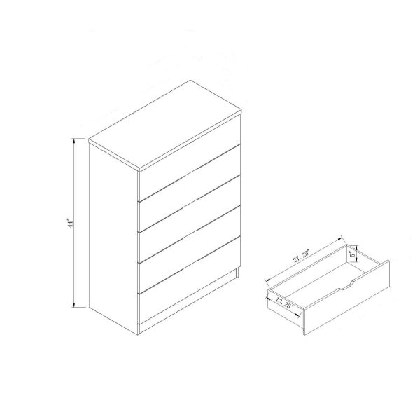 5 Drawer Chest One Lockable Drawer Light Cherry (CS-116 LCH3) - Image 2