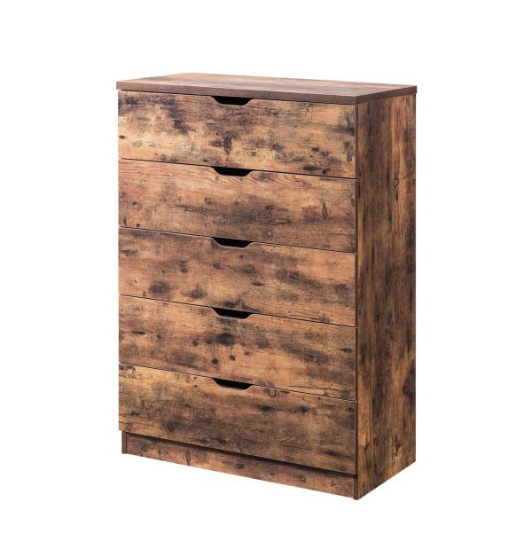 Functional 5 Drawer Chest in Distressed Brown Finish (K16069) - Image 2