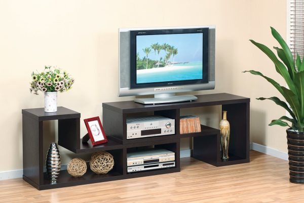 TV Stand Red Cocoa Modern Geometric Design, Multi-Shelving, and Versatile Display (TV10367-X2 U) - Image 2