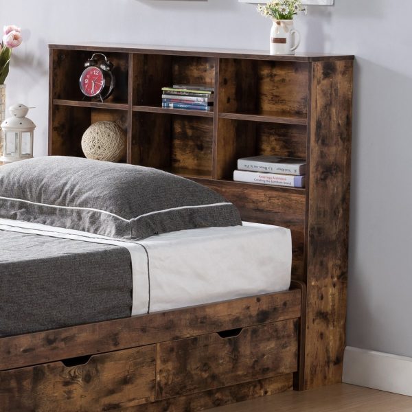 Twin Bookcase Headboard Distressed Wood (Y2101T) - Image 4