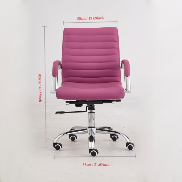 Purple Leather Lounge Office Chair Executive Style with Pneumatic Height Adjustment (YS606) - Image 2