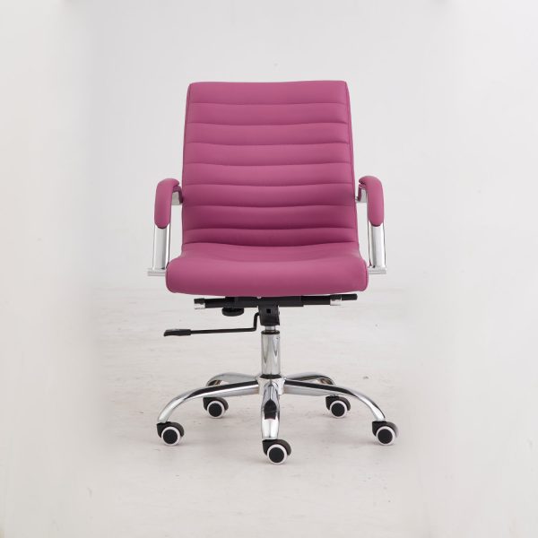 Purple Leather Lounge Office Chair Executive Style with Pneumatic Height Adjustment (YS606) - Image 3