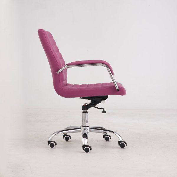 Purple Leather Lounge Office Chair Executive Style with Pneumatic Height Adjustment (YS606) - Image 4